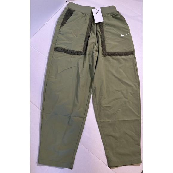 Nike Essential Woven Loose High Rise Curve Pants Shearling Pockets Small $80 - Picture 1 of 7